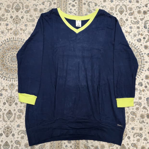 X-girl 네이비 V넥 긴팔 티셔츠 2사이즈 (77까지가능)