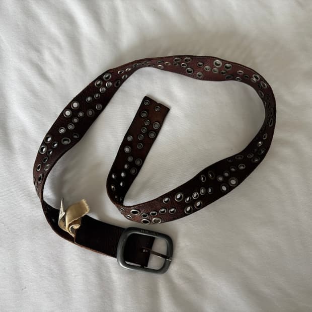 Diesel 브라운 리얼 가죽 펀칭 벨트