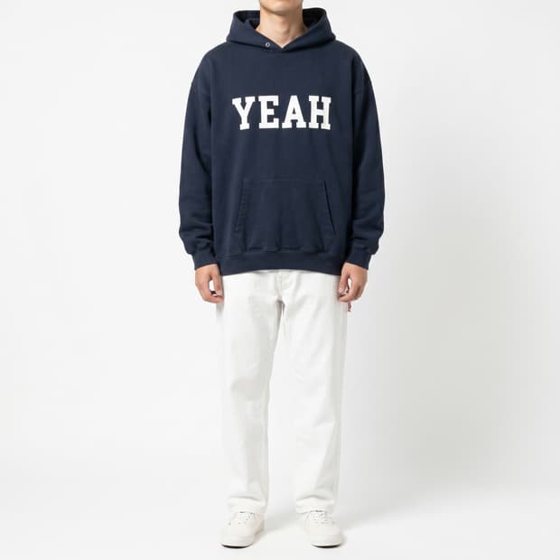 빔즈 BEAMS YEAH 컬리지 로고 후디 네이비 L