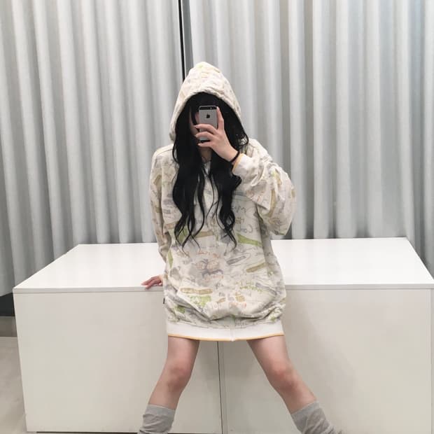 갸루 루즈핏 후드집업