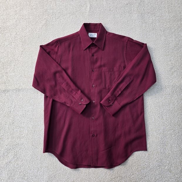 [실측확인] LANVIN 랑방 버건디 스트라이프 셔츠 남방 1215J1