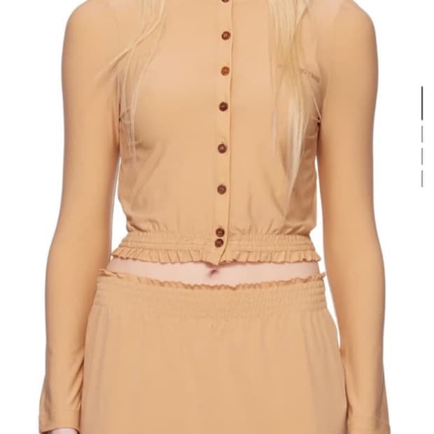 오늘만 15 슈슈통 베이지 스트래치 핏 엘라스틱 피트 가디건 UK 8