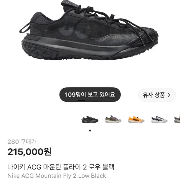 나이키 ACG 마운틴 플라이 2 로우 블랙 280
