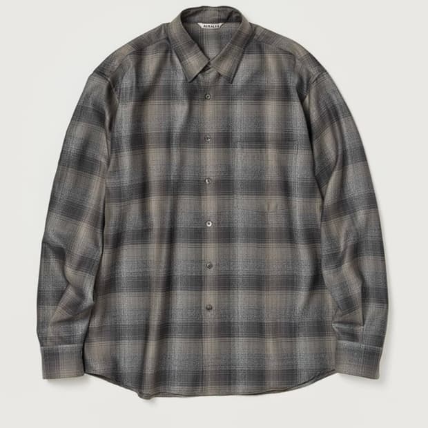 [4] 오라리 24fw 슈퍼 라이트 울 체크 셔츠 차콜