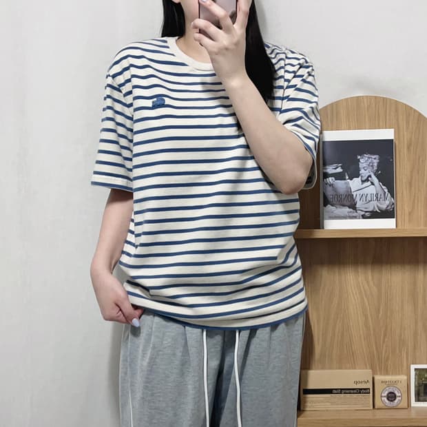 [정품] 라코스테 블루 스트라이프 반팔티 [ M ]