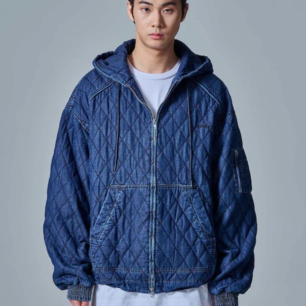 준지 24FW 퀼팅 마원 후드 데님 점퍼