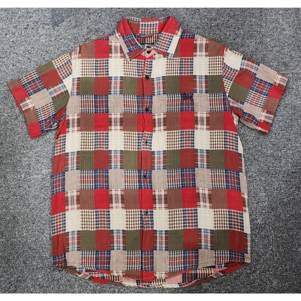 스투시 빈티지 패치워크 반팔 셔츠 L