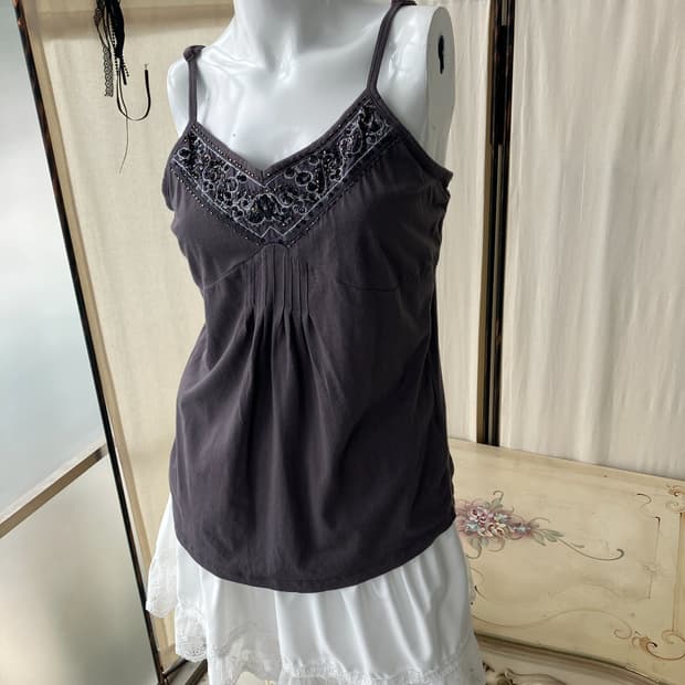 mermer beads shirring sleeveless