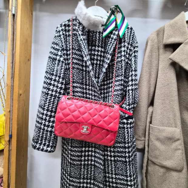 블루밍 울알파카  하운드투스 체크코트