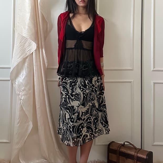 black mesh tiered sleveless top