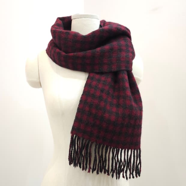 모헤어 레드 양면 머플러 남녀공용