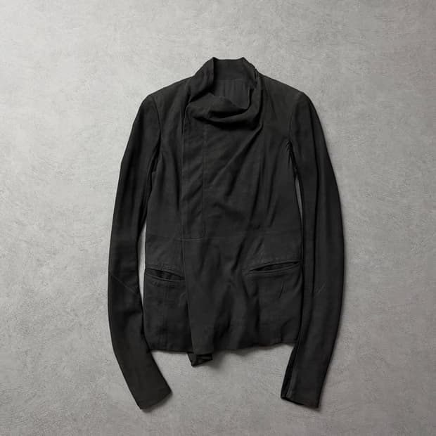 11FW 릭오웬스 하이넥 램스킨 자켓