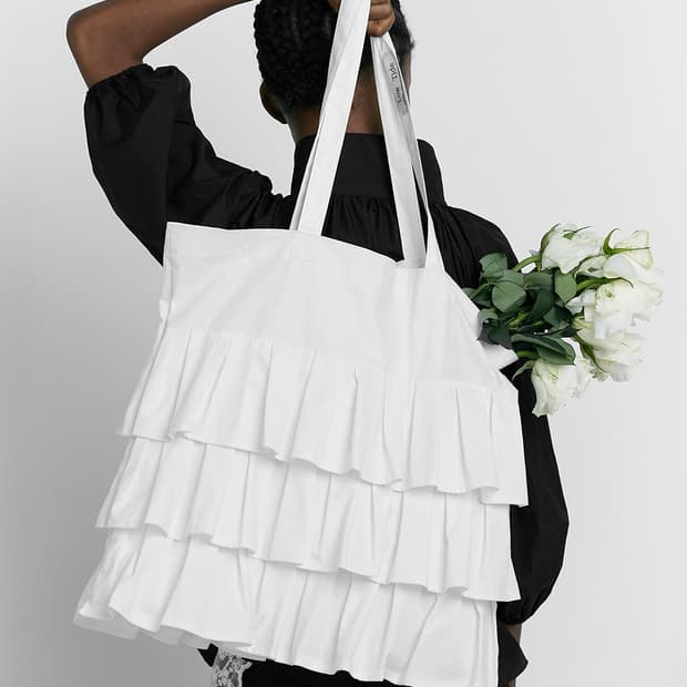 LOW TIDE RUFFLE BIG ECO BAG [WHITE]
