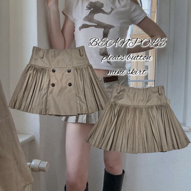 BEANPOLE pleats button mini skirt