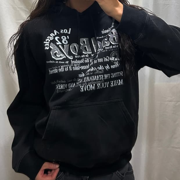 빈티지 badboy 프린팅 후드티