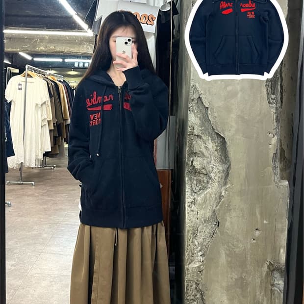 아베크롬비 기모 후드집업 네이비 M #csz3933