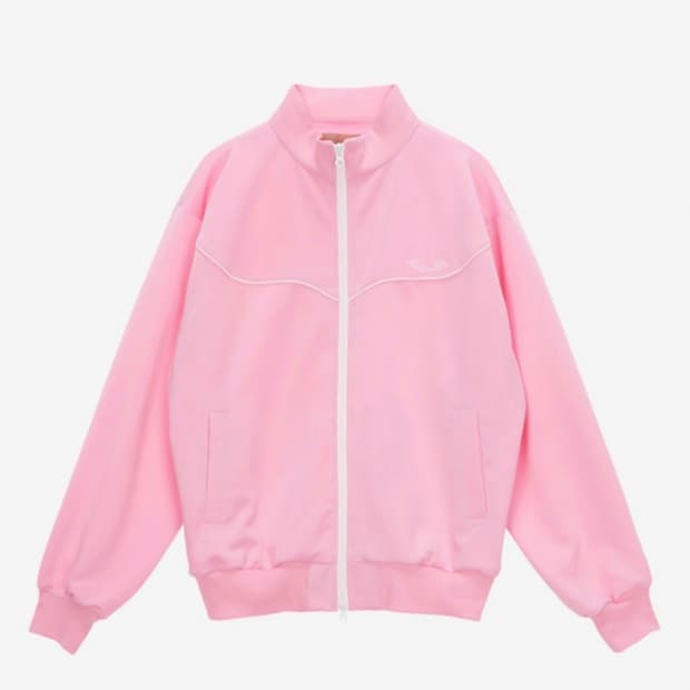 마뗑킴 핑크색 져지 집업 트랙탑 Matin Kim Jersey Zip-U
