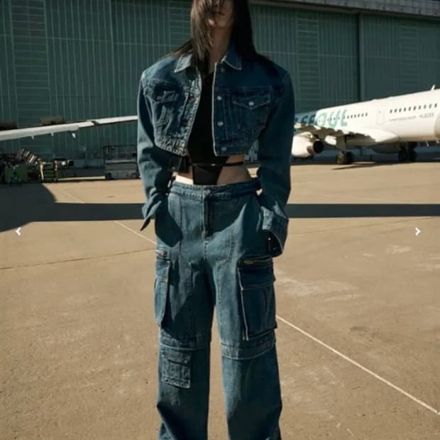 (38) Juun.J 준지 패디드 크롭 데님자켓