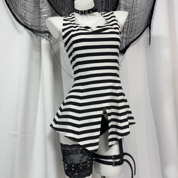 stripe detail sleeveless