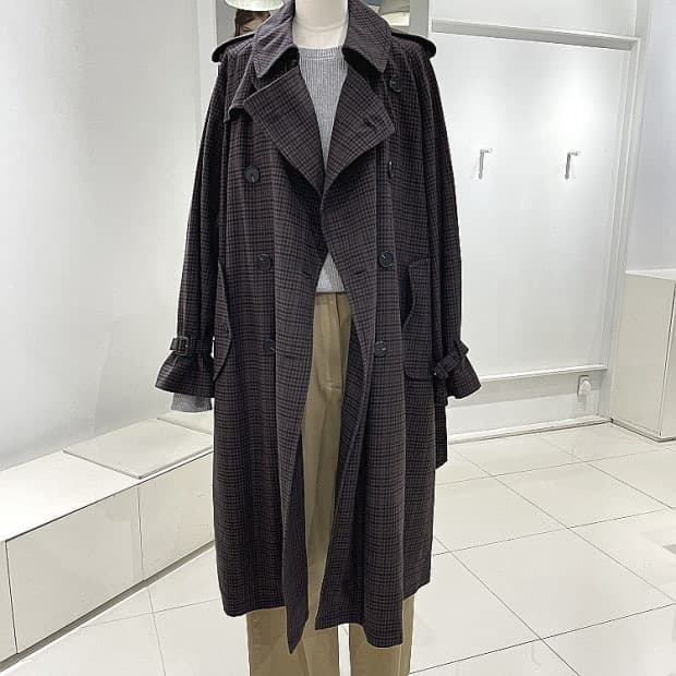 스튜디오톰보이 체크 트렌치코트  