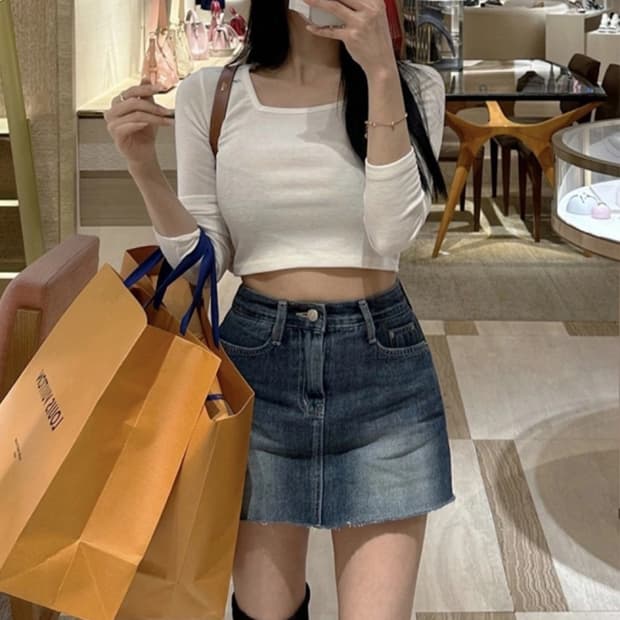 모디핏 데님 속바지 스커트 M