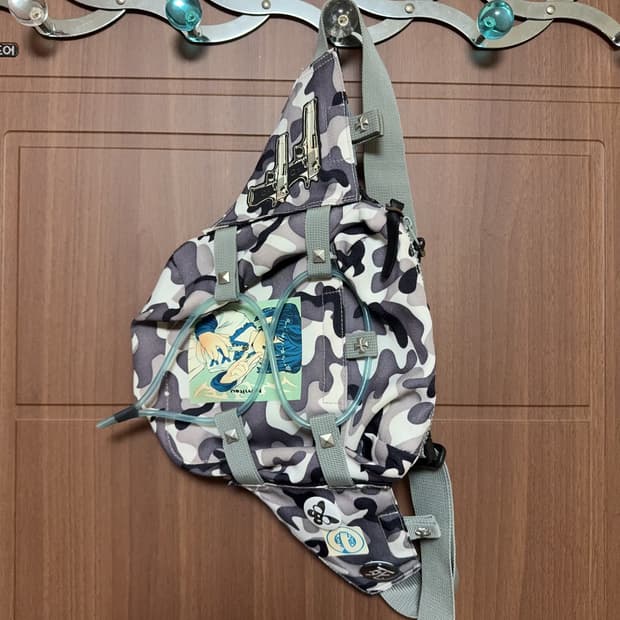 서브컬쳐 지뢰계 JIKO 카모 핸드메이드 슬링백 가방