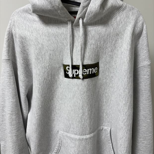 슈프림 박스로고 후드 스웨트셔츠 애쉬 그레이 - 23FW