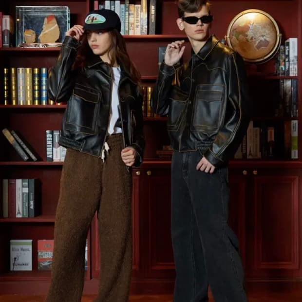 stu 커브드 레더자켓 블랙