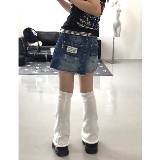 Jpn kitsch denim mini skirts