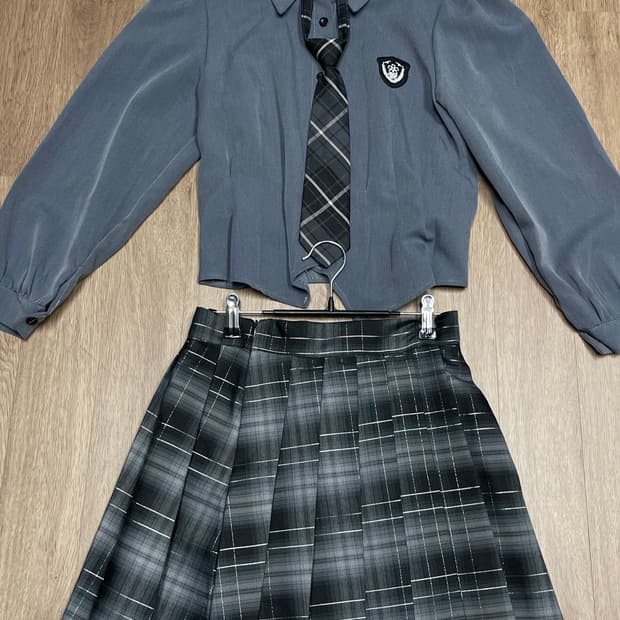 프레피룩 교복 셔츠 + 스커트 세트