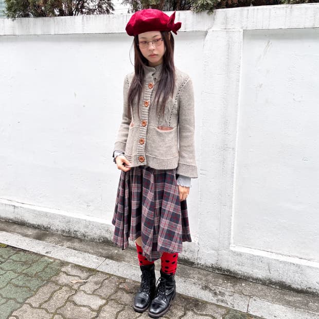  빈티지 울&알파카 버튼 가디건 