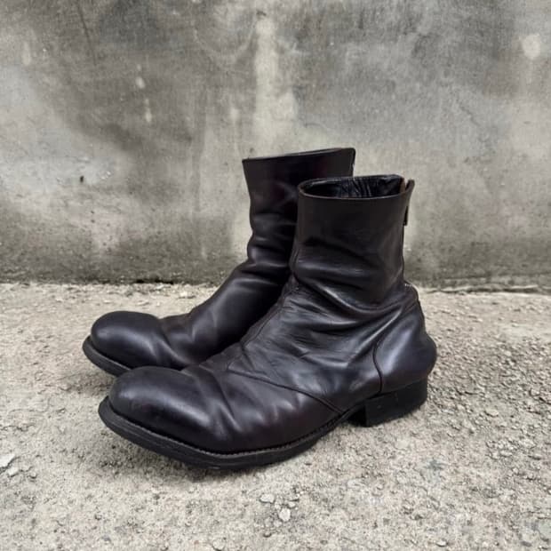 10sei0otto back zipper leather boots