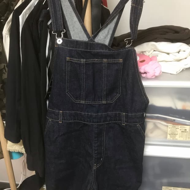 무인양품 오버롤 데님멜빵바지