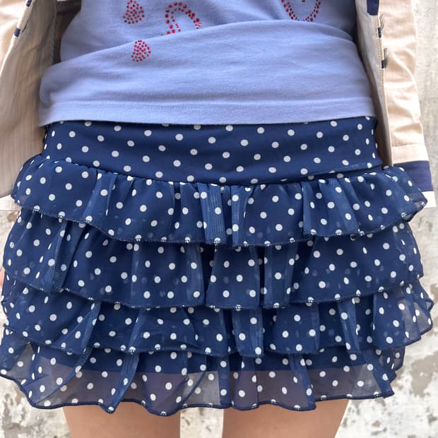 Y2k 갸루 도트 프릴 미니 스커트 팬츠