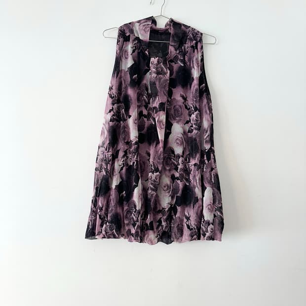 Rose neck drape blouse / purple