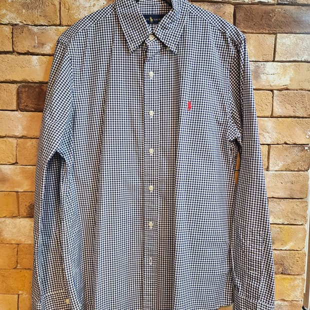 랄프로렌 깅엄체크 셔츠 S