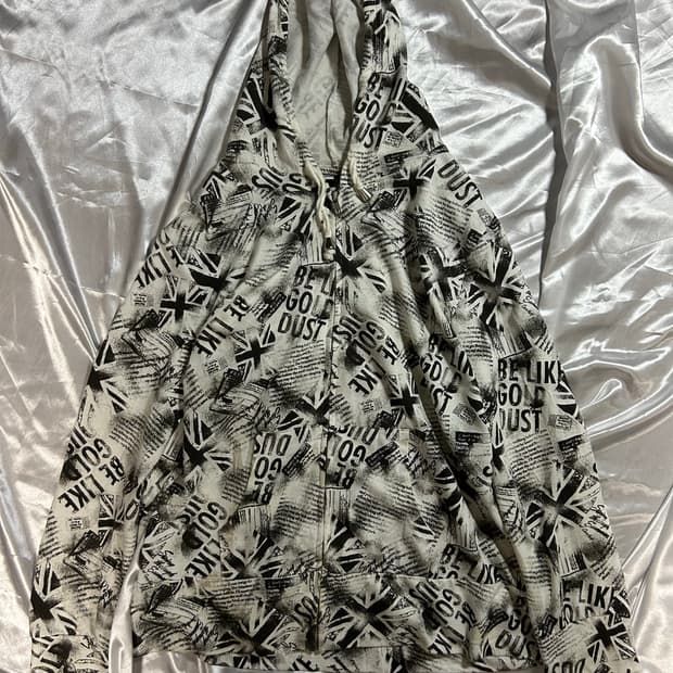 y2k paper printing hood zip-up