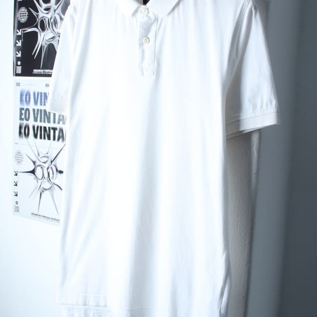 (L-XL) 타미힐피거 반팔 카라 티셔츠 스몰로고 화이트-H30469