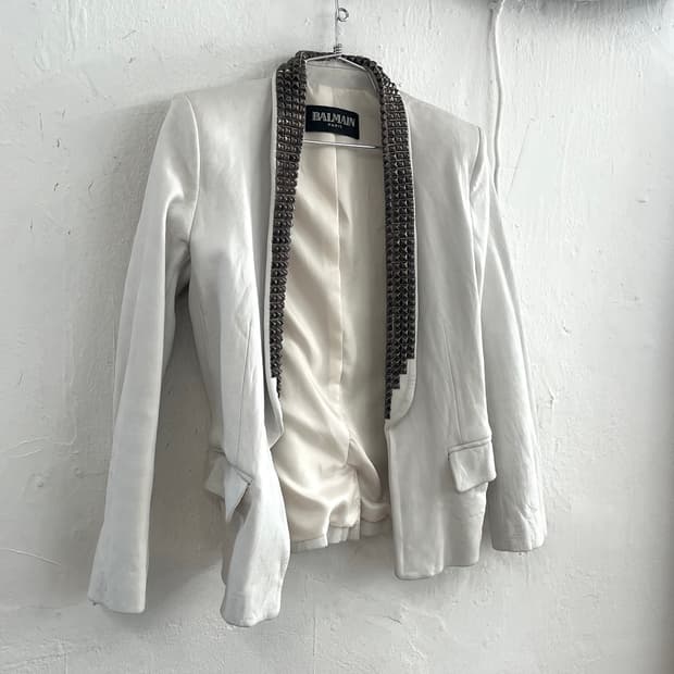 발망 2009SS 데카르넹 컬렉션 스터드 화이트 레더 자켓