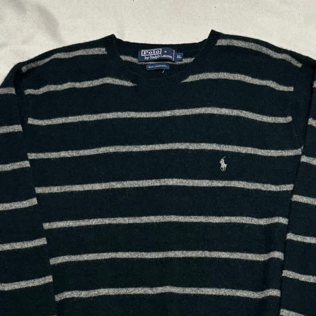 XL 폴로랄프로렌 화이트 포니 램스울 스트라이프 니트