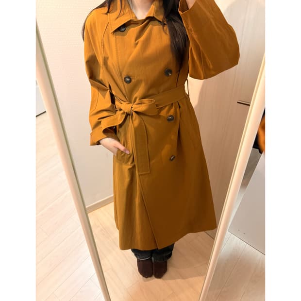 구호 코튼 혼방 더블 트렌치코트