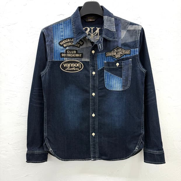 vanson 패치워크 데님 셔츠