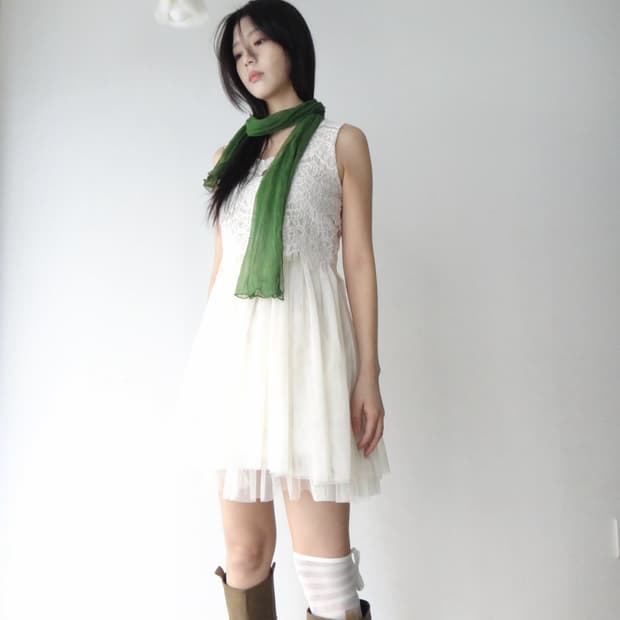 Pure mesh sleeveless blouse & ops 