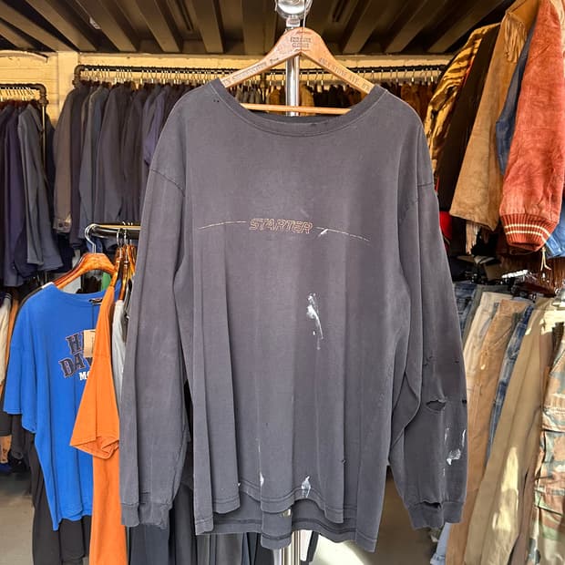 스타터 페이드 데미지 프린팅 롱슬리브 티셔츠