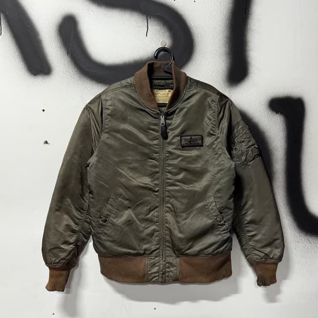 XL 00‘s 알파인더스트리 USA 딥 카키 Ma-1 플라이트 자켓