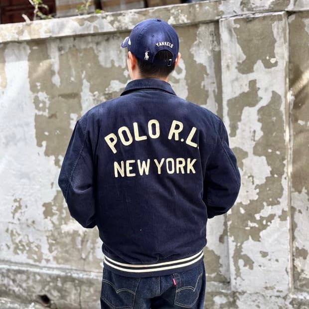 폴로 랄프로렌 25FW 코듀로이 바시티 레터 자켓 네이비 M 사이즈