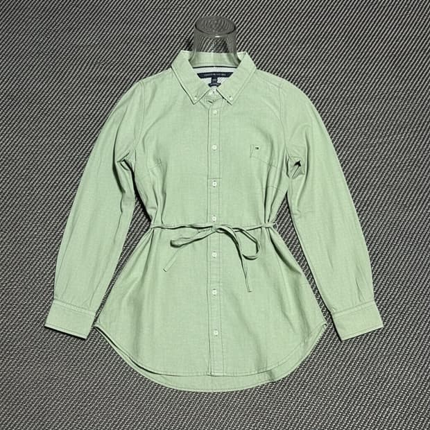 [L] Tommy 타미힐피거 우먼즈 라이트그린 코튼 드레스셔츠