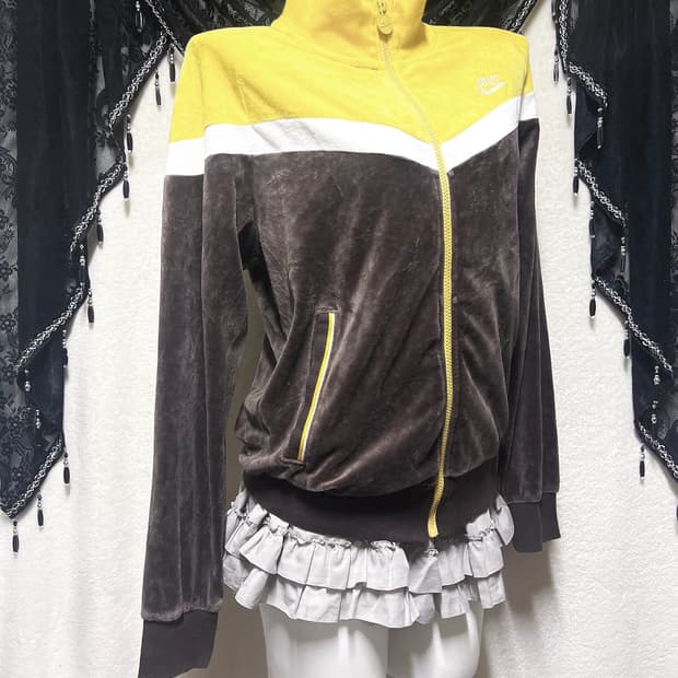 나이키 초코바나나 브라운 벨벳 트랙탑 집업 저지 져지 스포티 갸루 핀터