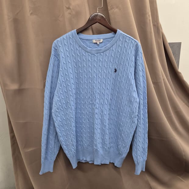 USPA 하늘색 케이블 니트 3XL