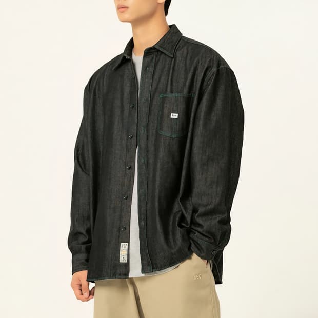 [100]LEE 리 데님 릴렉스드핏 셔츠 블랙